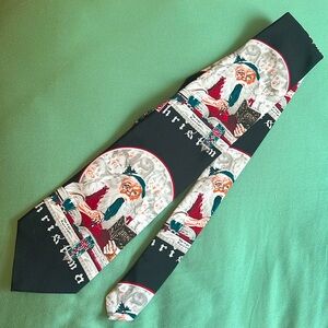 Vintage The Saturday Evening Post Holiday Tie, Christmas Santa Claus Noel Noël